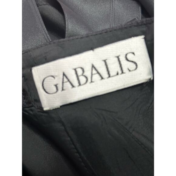 Gabalis black strapless satin fringe layered knee length cocktail dress size 12 - Picture 3 of 6